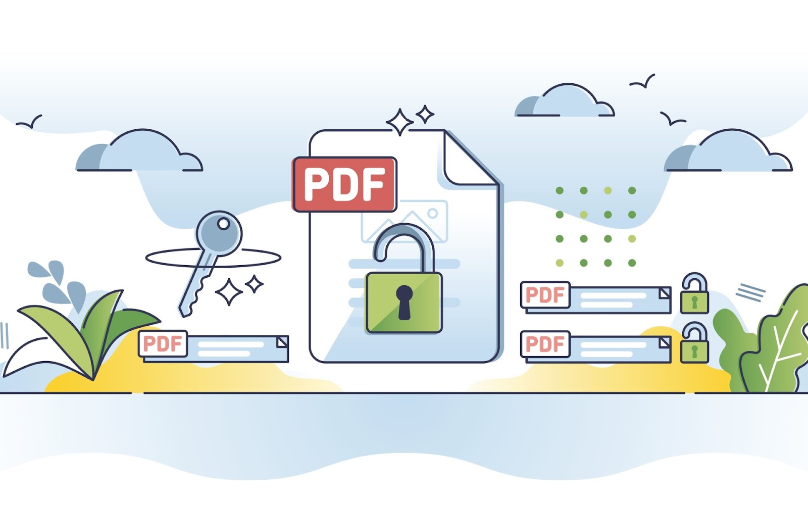 image showing pdf and a lock for protection