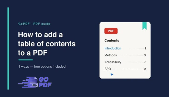 how add TOC in pdf